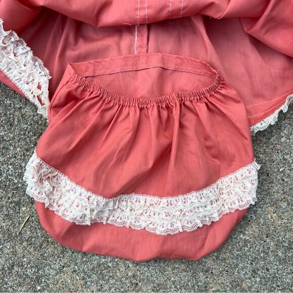 Vintage Miniworld Provo Utah Salmon Coral Ruffle Blouse Diaper Cover Set 12-18mo - Picture 6 of 8